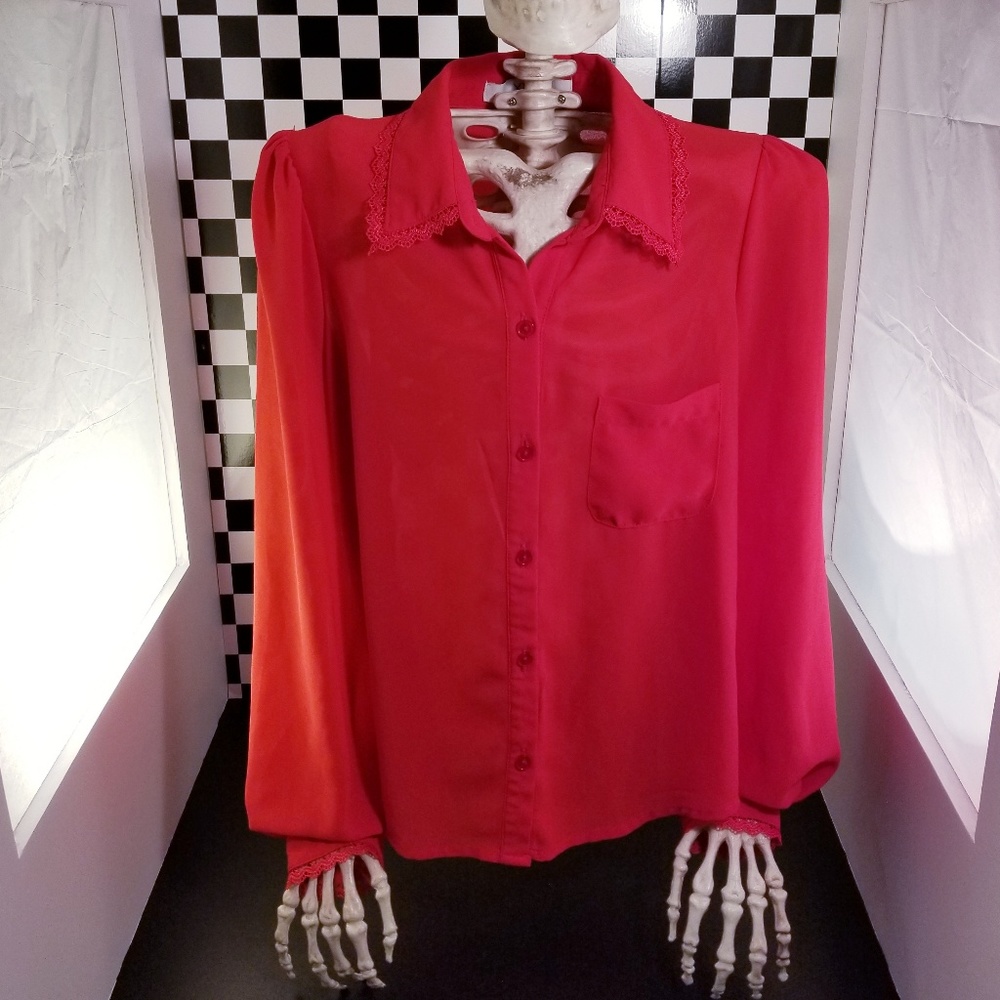 Blood Red Button Up